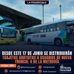 DESDE ESTE 17 DE JUNIO SE DISTRIBUIRÁN TARJETAS GRATUITAS A USUARIOS DE NUEVA TRONCAL 4 DE LA METROVÍA